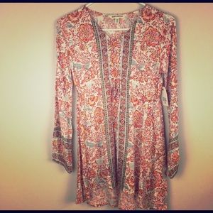 NWT Billabong white coral print dress long sleeves